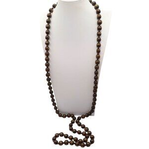 Vintage Wooden Beaded Extra Long Necklace Hippie Boho Festival 56"
